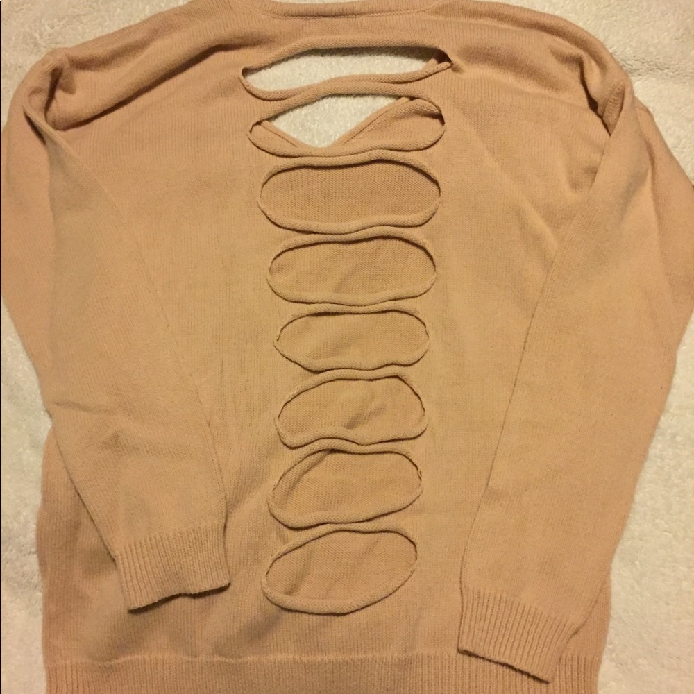 Pink EXPRESS cutout v-neck sweater